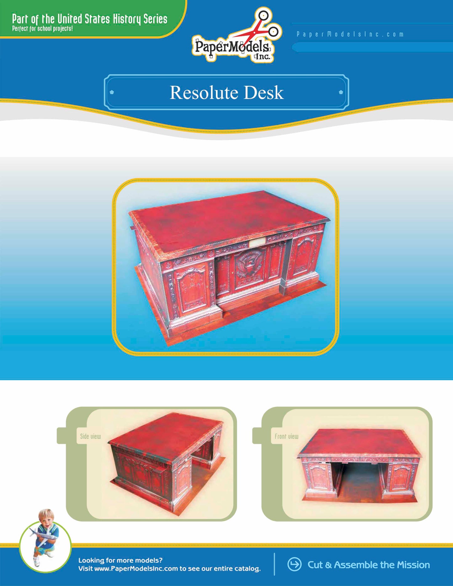 Resolute Desk - Oval Office, White House, Washington - Paper Model Project Kit