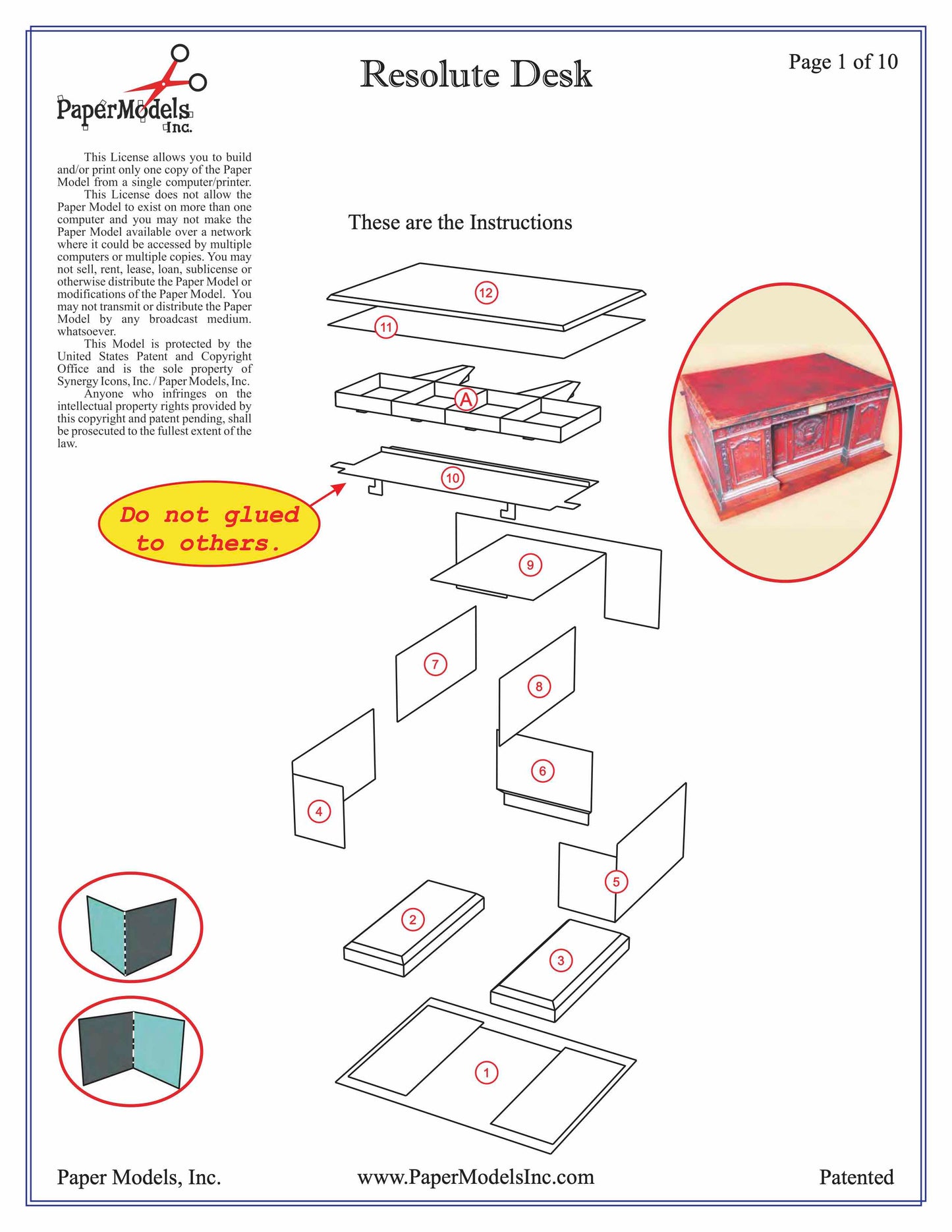 Resolute Desk - Oval Office, White House, Washington - Paper Model Project Kit