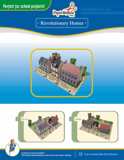 Revolutionary Homes - Ross, Revere, & Franklin - Paper Model Project Kit