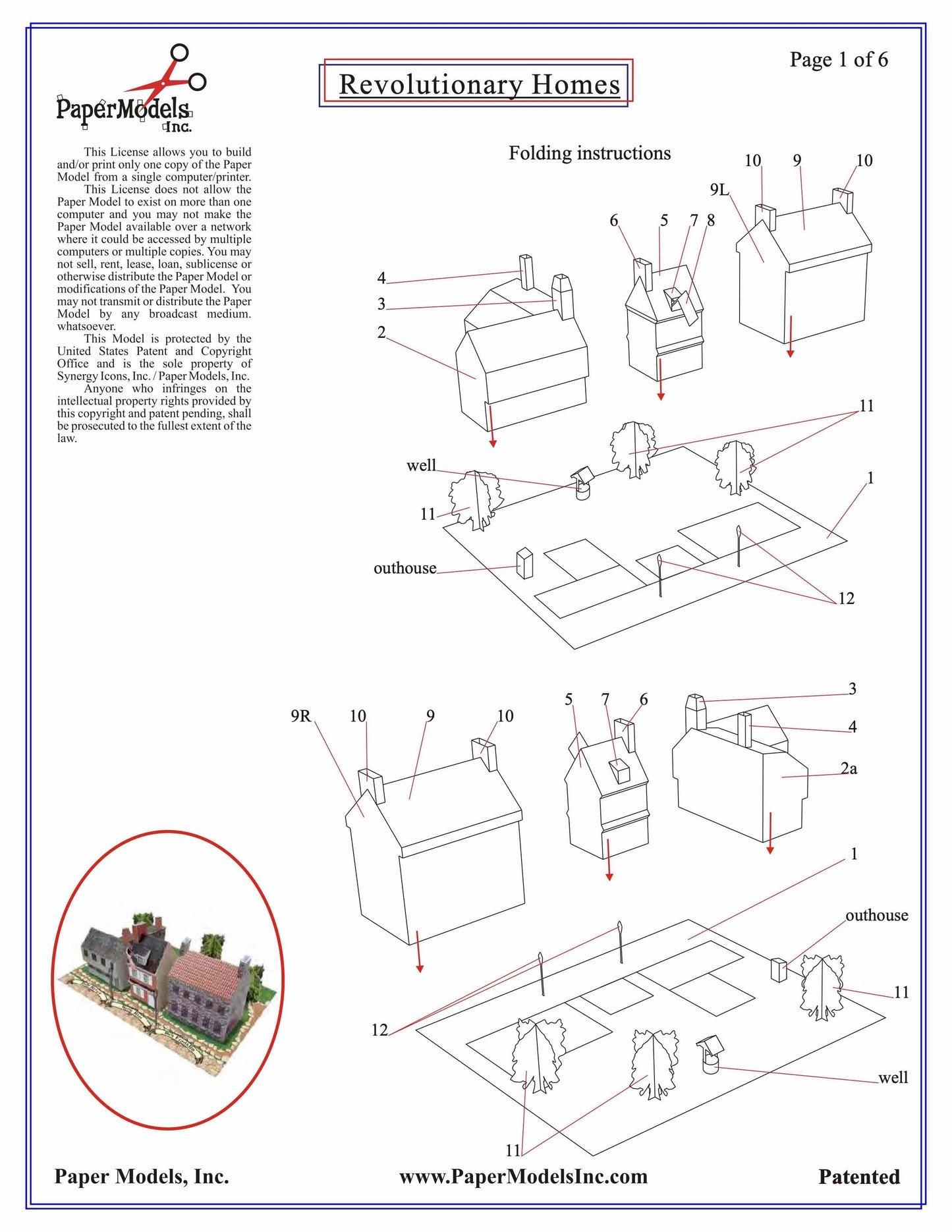 Revolutionary Homes - Ross, Revere, & Franklin - Paper Model Project Kit