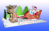 Holiday Santa And Sleigh - Paper Model Project Kit
