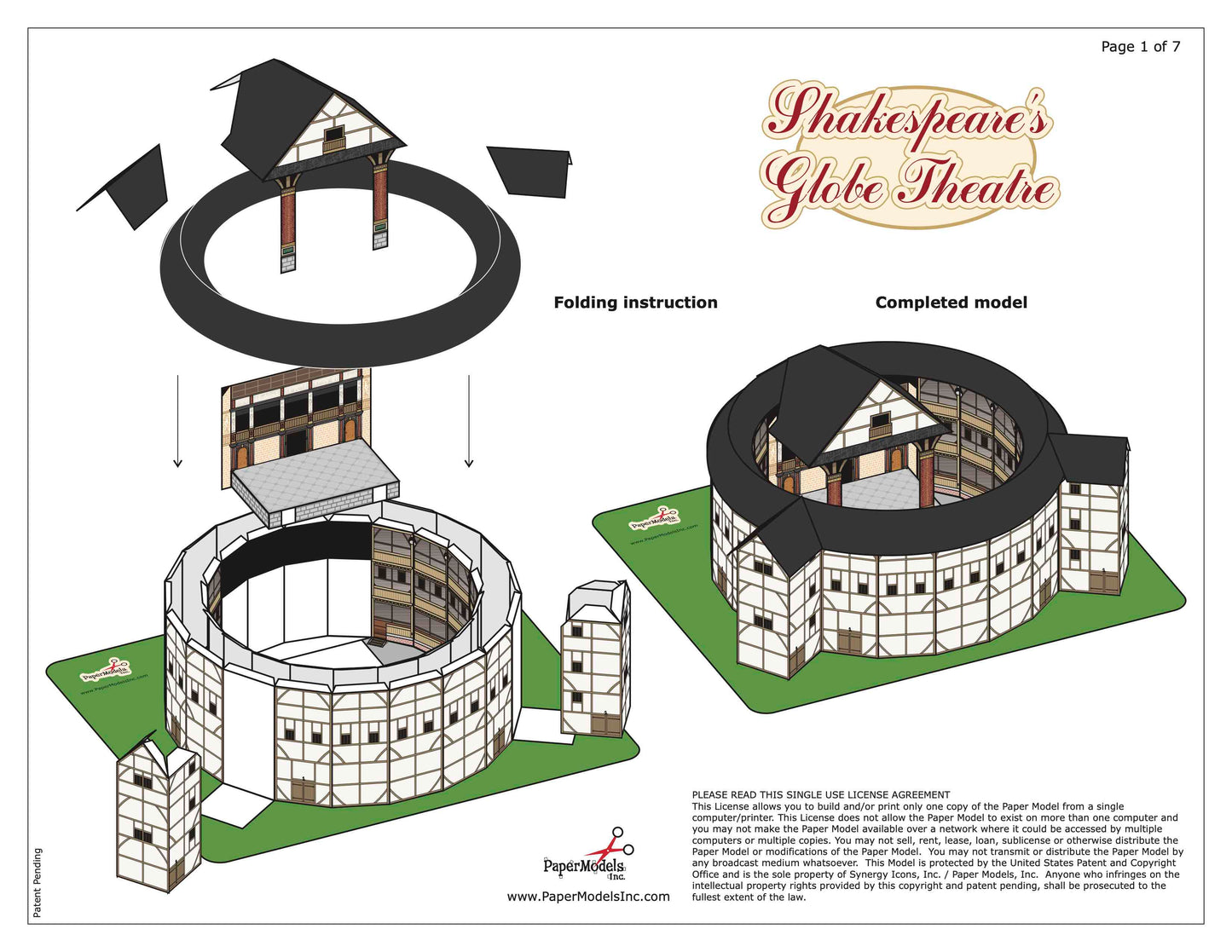 Shakespeare's Old Globe Theatre - England - Paper Model Project Kit