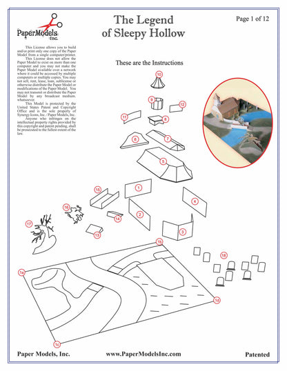 Legend of Sleepy Hollow - Washington Irving - Paper Model Project Kit