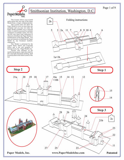 Smithsonian Institution, Washington, (The Castle) - Paper Model Project Kit