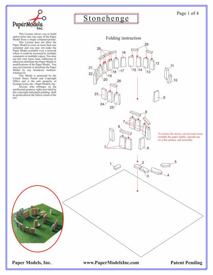 Stonehenge - England - Paper Model Project Kit