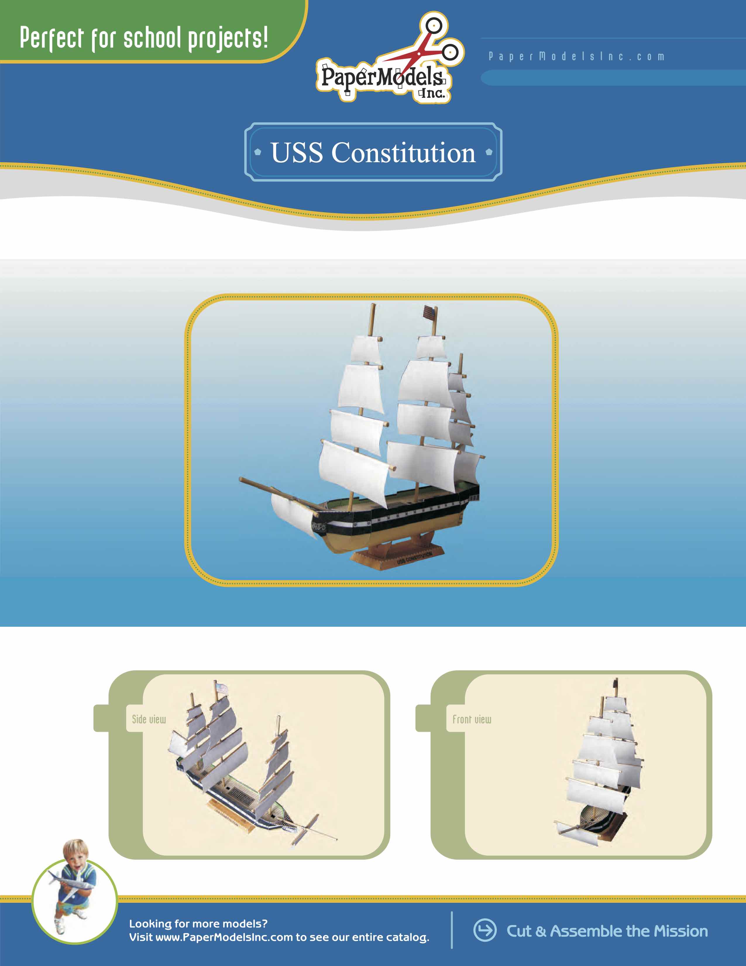 USS Constitution (Old Ironside) - Boston - Paper Model