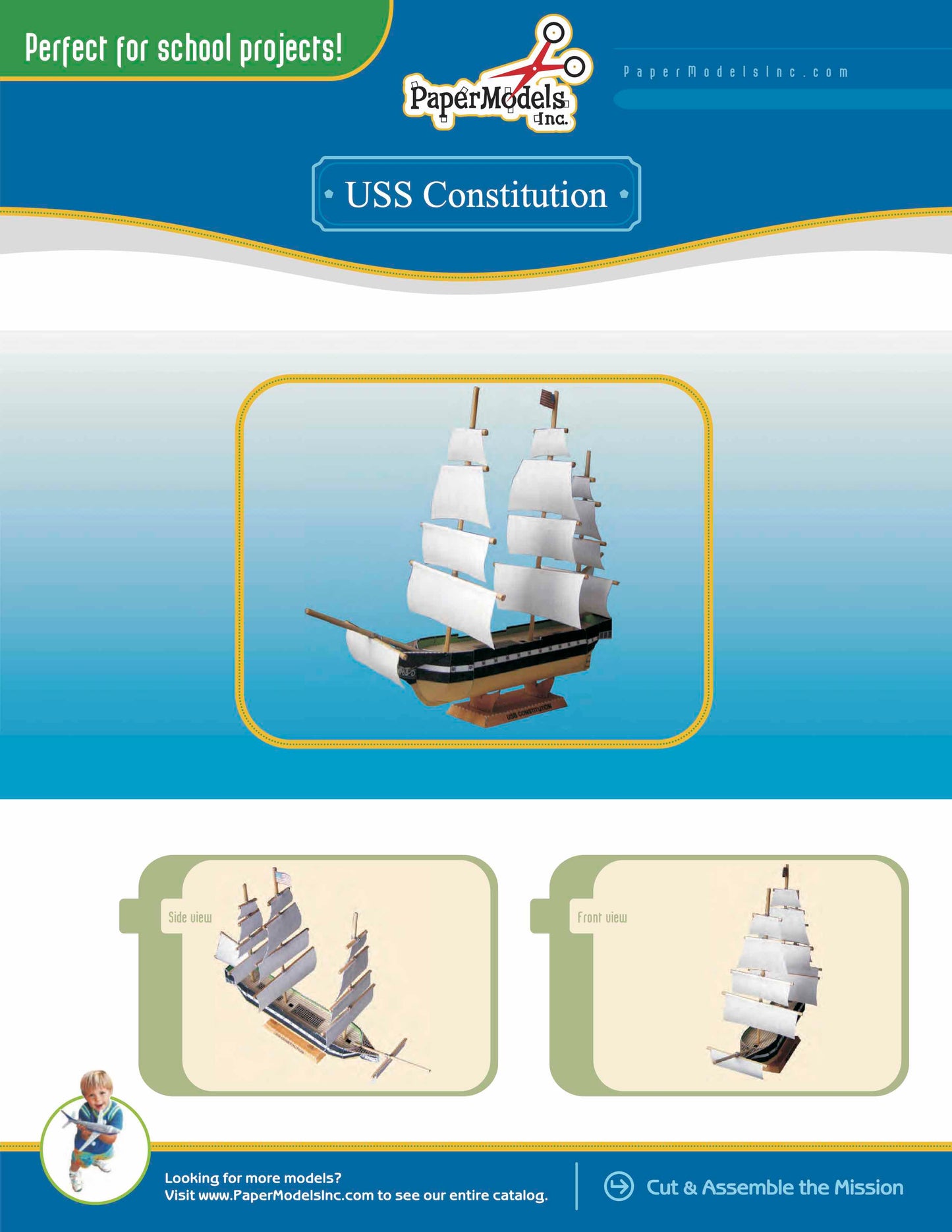 USS Constitution (Old Ironside) - Boston - Paper Model Project Kit