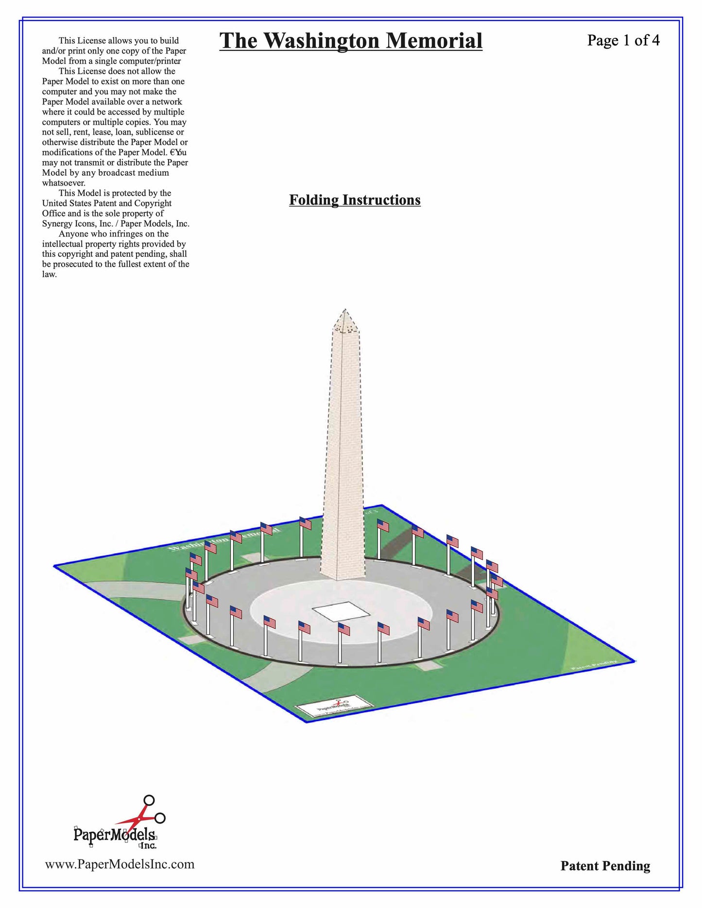 Washington Monument, Washington - Paper Model Project Kit