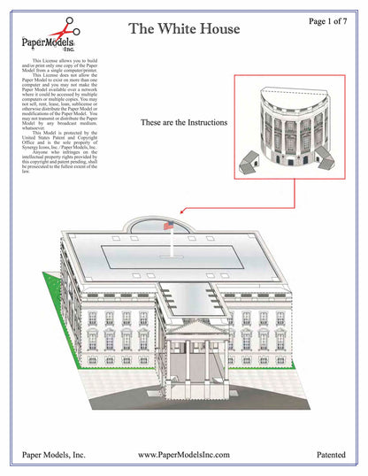 White House, Washington - Paper Model Project Kit