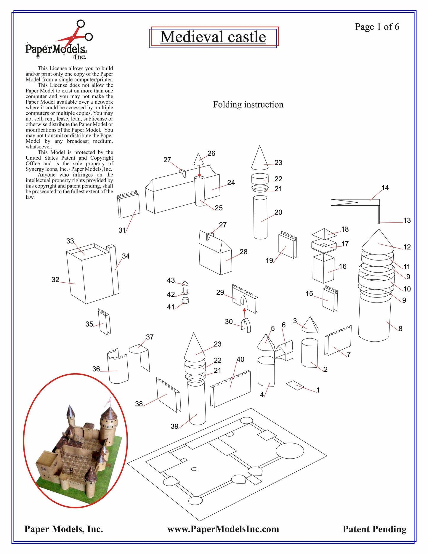 Medieval Castle - Paper Model Project Kit