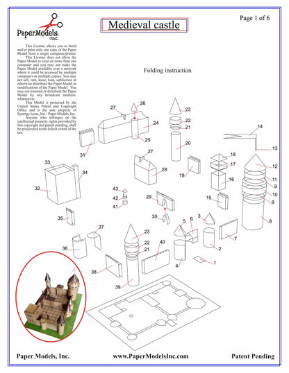 Medieval Castle - Paper Model Project Kit