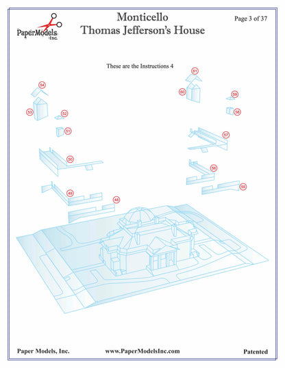 Monticello Professional - Thomas Jefferson's Home - Paper Model Project Kit